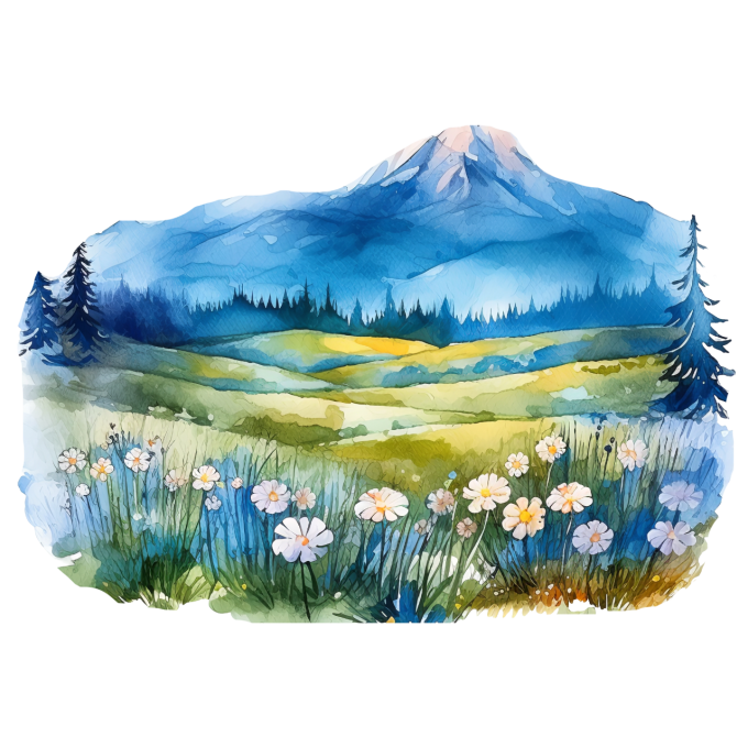 Gourde de sublimation en inox et son paysage de ton bleu