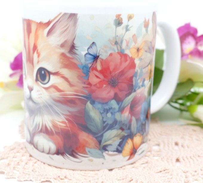 Mug 11 oz chat roux champêtre 