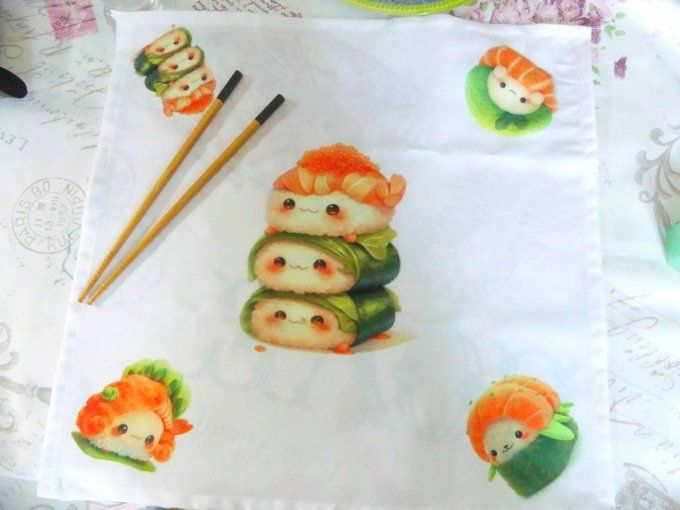 Serviette de Table Sushi impression à chaud