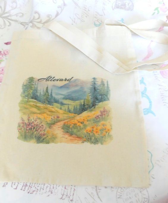 Tote bag coton écru montagne