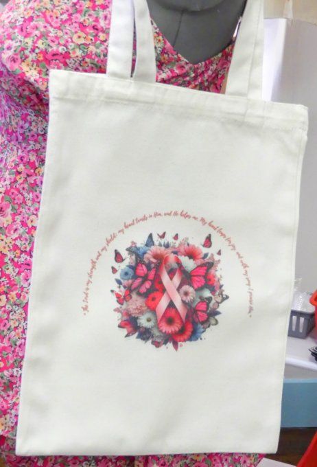 Tote bag en coton de sublimation octobre rose